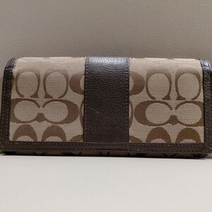 Coach Tan and Brown Signature Wallet